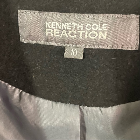 Kenneth Cole Reaction Wool-Blend Double Breasted Pea Coat (Black, 10) - Picture 4 of 6